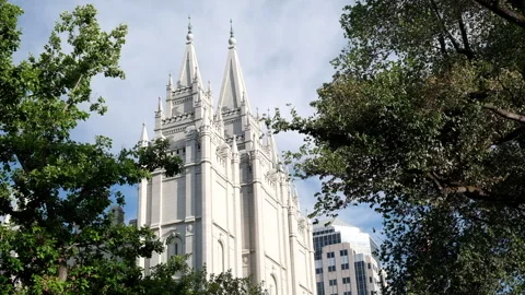LDS Temple on Temple Square in downtown Salt Lake City, Utah Vidéo 341447888