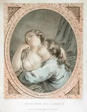 Le Baiser de l'amour. Jean-Franois Janinet (France, Paris, 1752-1810). Fran.. 스톡 일러스트