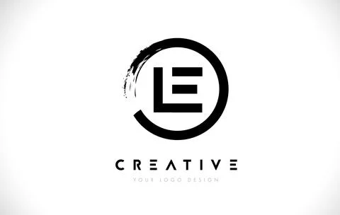 LE Circular Letter Logo with Circle Brush Design and White Background. Illustrazione stock