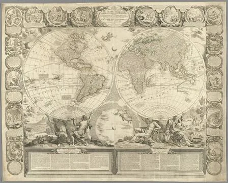 Le Globe Terrestre ... dresseÌ sur la projection de M. de la Hyre ... par. Stock Photos