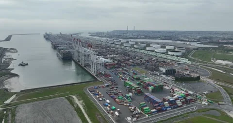 Le Havre, 19th of May 2023, France. Port of Le Havre, container terminal. Video stock 243208944
