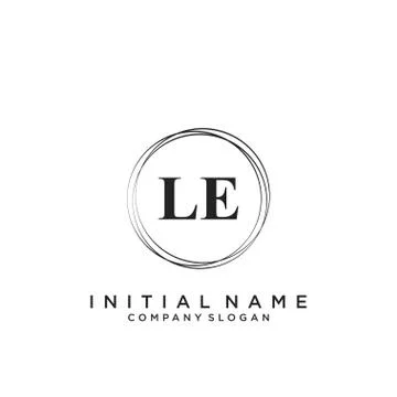 LE Initial handwriting logo design Stock Illustration