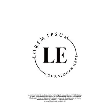 LE Initial handwriting logo design Stock Illustration