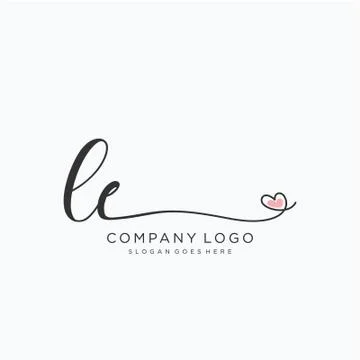 LE Initial handwriting logo design Stock Illustration