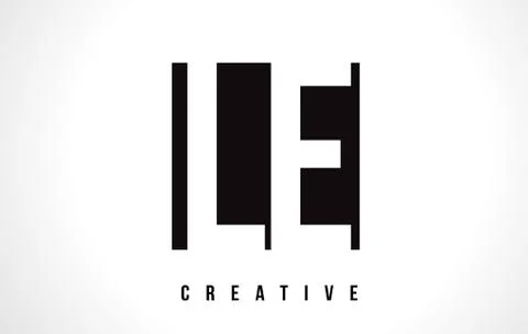 LE L E White Letter Logo Design with Black Square. Illustrazione stock