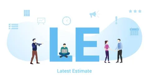 Le latest estimate concept with big word or text and team people with modern  Stock-Illustration