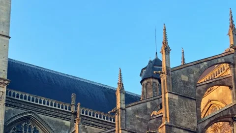 Le Mans Cathedral Clock at Sunset 스톡 동영상 329547783