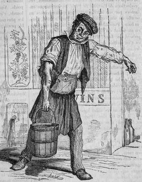 Le marchand de vins, tableau de paris par edmond texier,editeur paulin et le Stock-Illustration