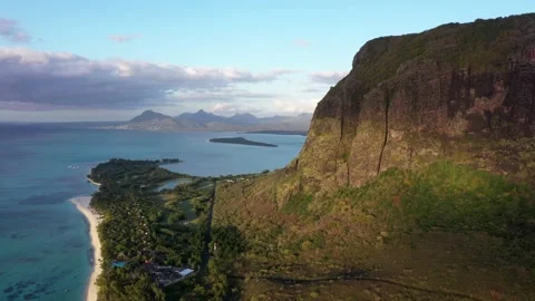 Le Morne Brabant mountain in evening, Mauritius island Stock Footage 145256185