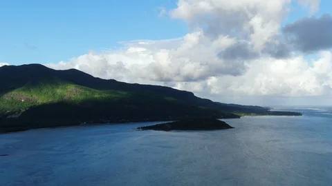 Le Morne mountain at Mauritius Panoramic aerial shot Stock Footage 120426901