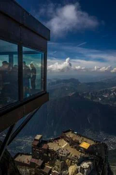 Le Pas dans le Vide, attraction de l'Aiguille du Midi, Chamonix, France Stock Photos