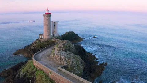 Le Petit Minou lighthouse in Brest, Brittany, France Video stock 312053490