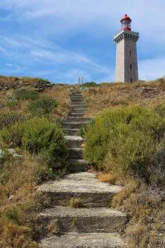 Le phare du Cap Béar, a lighthouse in southern France Stock Photos