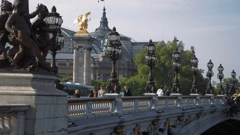 Le pont Alexandre III et Tour Eiffel Stock Footage 76586140