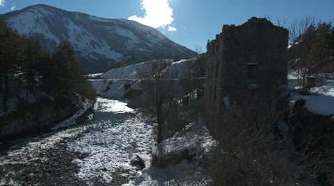 Le Pont De Moulin Old House from Bridge Stock Footage 35622280