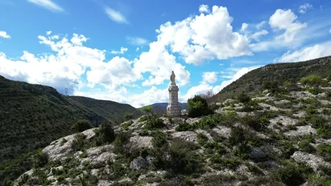 Le Pouzin and the view of the Statue of the Blessed Virgin Stock Footage 272802429
