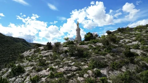 Le Pouzin and the view of the Statue of the Blessed Virgin Stock Footage 272802500