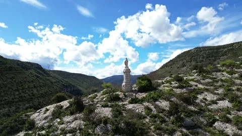 Le Pouzin and the view of the Statue of the Blessed Virgin Stock Footage 272803375