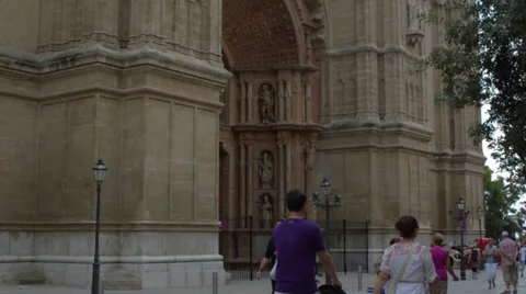Le Seu cathedral thourists Palma editorial Stock Footage 32259474