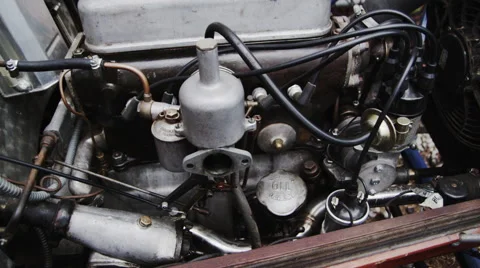 Lea Francis Classic Car Engine - Tilt Stock Footage 41643415