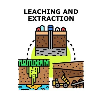 Leaching and extraction process concept illustrating environmental impact a.. Illustrazione stock