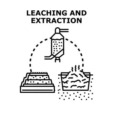 Leaching and extraction process for mineral and resource recovery Stock Illustration