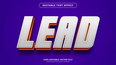 Lead 3d text effect Editable text effect for product promotion Stock Illustration