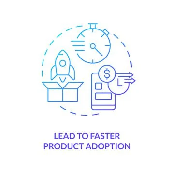 Lead to accelerate product adoption blue gradient concept icon 스톡 일러스트