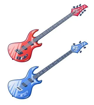 Lead and electric guitar. Vector illustration. Stock Illustration