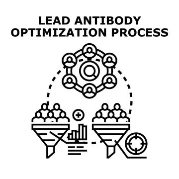 Lead antibody optimization process in biotechnology research Stock Illustration