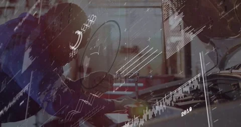 Lead auto tech clipping red clamps, probing engine, causing HUD data while Stock Footage 330893643