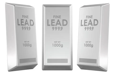 Lead bars set, pure metal ingots. 3D rendering Stock Illustration