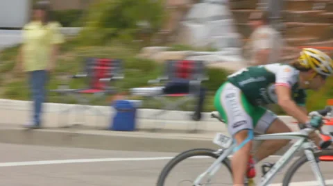 LEAD BIKERS RACE ON CURVE Stock Footage 5694325