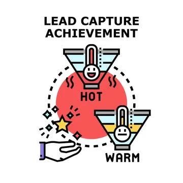 Lead capture achievement concept with sales funnel illustration Stock Illustration