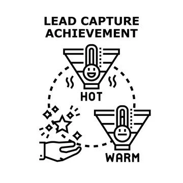 Lead capture achievement concept with sales funnel illustration Stock Illustration