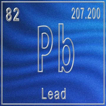 Lead chemical element, Sign with atomic number and atomic weight 库存插图