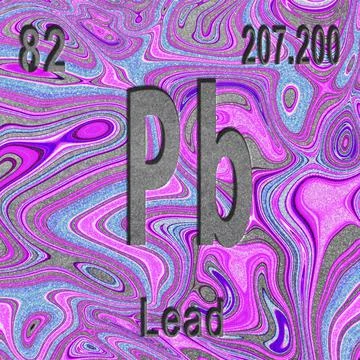 Lead chemical element, Sign with atomic number and atomic weight 库存插图