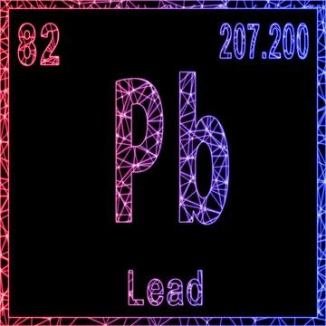 Lead chemical element, Sign with atomic number and atomic weight Illustrazione stock