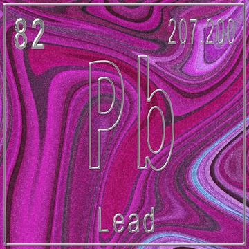 Lead chemical element, Sign with atomic number and atomic weight Illustrazione stock