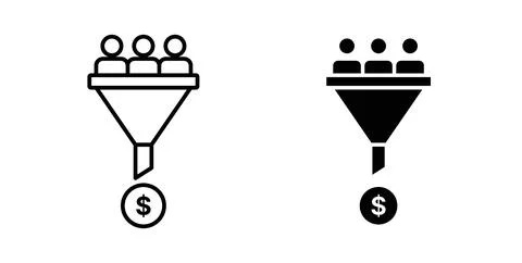 Lead conversion icon collection in black, Line icons, flat symbols Stock Illustration