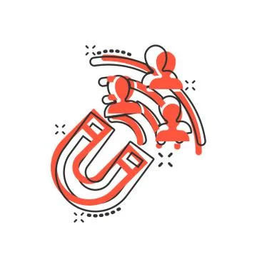 Lead conversion icon in comic style. Attract cartoon vector illustration on w Stock Illustration