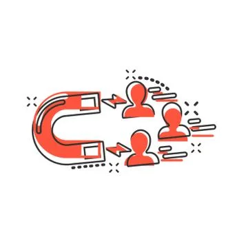 Lead conversion icon in comic style. Attract cartoon vector illustration on w イラスト素材