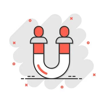 Lead conversion icon in comic style. Attract cartoon vector illustration on w イラスト素材