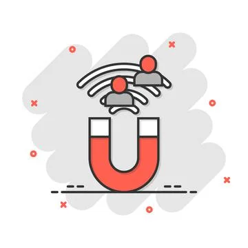 Lead conversion icon in comic style. Attract cartoon vector illustration on w Stock Illustration