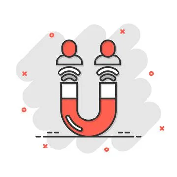 Lead conversion icon in comic style. Attract cartoon vector illustration on w 스톡 일러스트