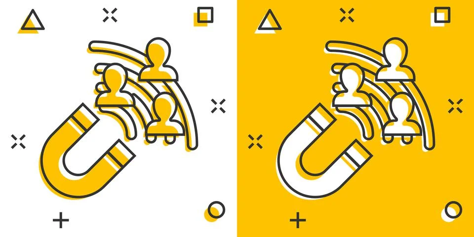 Lead conversion icon in comic style. Attract cartoon vector illustration on w Stock Illustration