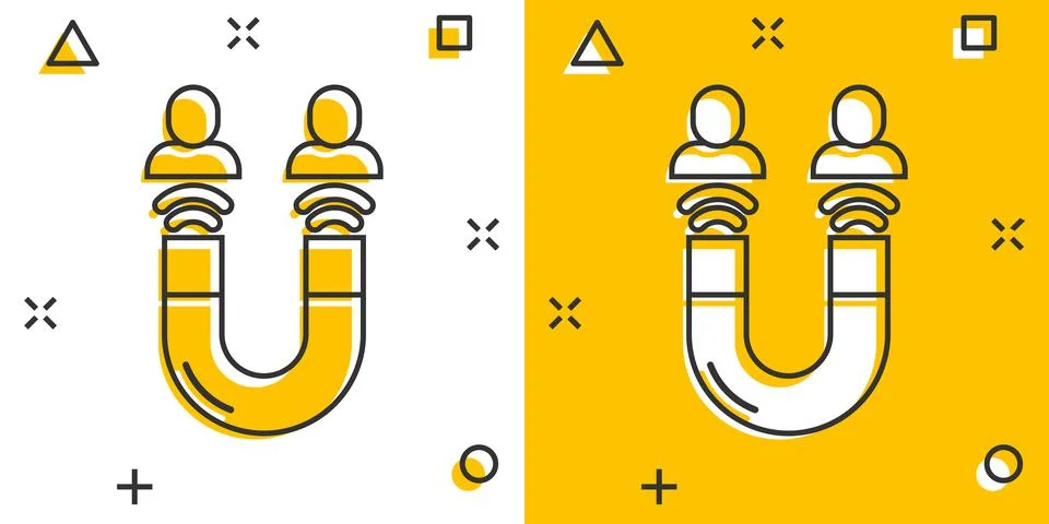 Lead conversion icon in comic style. Attract cartoon vector illustration on w Illustrazione stock