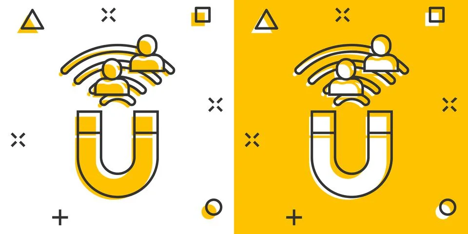 Lead conversion icon in comic style. Attract cartoon vector illustration on w Stock Illustration