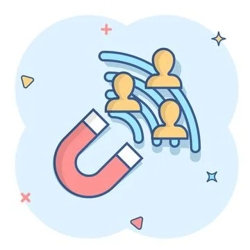 Lead conversion icon in comic style. Attract cartoon vector illustration on w 스톡 일러스트