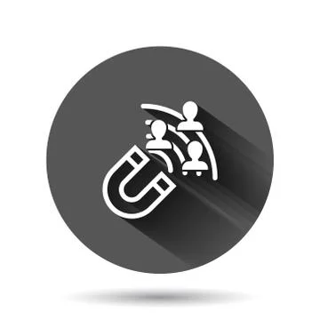 Lead conversion icon in flat style. Attract vector illustration on black roun Illustrazione stock